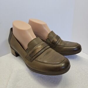 Dansko Lila Taupe Burnished Slip-On Loafers Shoes Size 40 US 9.5-10 Comfort Heel